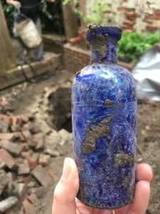 Philadelphia Outhouse dig blue bottle