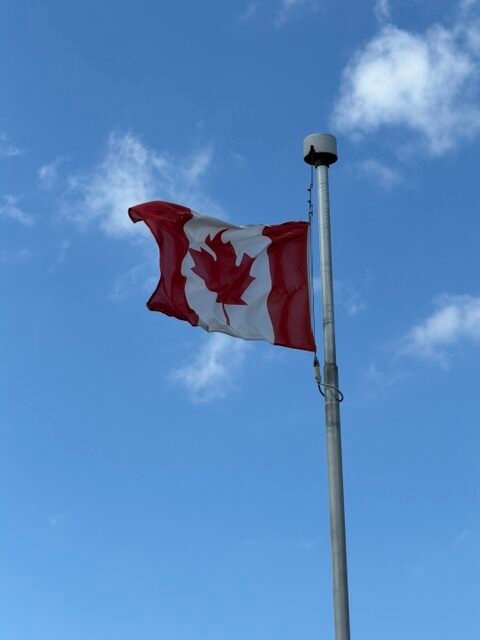Canadian Flag at the Ferry Customs Office